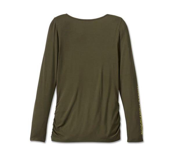 HARLEY-DAVIDSON WOMENS BAR & SHIELD SQUARE NECK LONG SLEEVE TOP