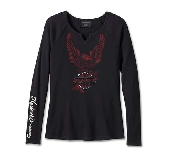 HARLEY-DAVIDSON WOMENS FLYING EAGLE LONG SLEEVE THERMAL KNIT TOP