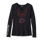 HARLEY-DAVIDSON WOMENS FLYING EAGLE LONG SLEEVE THERMAL KNIT TOP