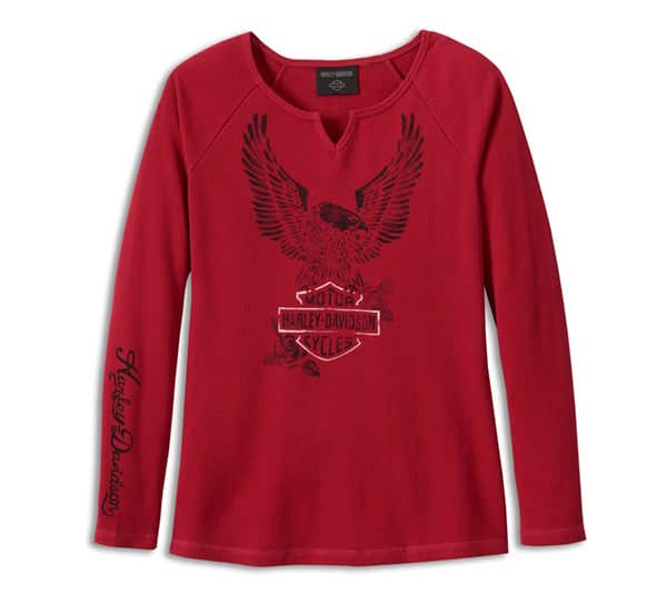 HARLEY-DAVIDSON WOMENS FLYING EAGLE LONG SLEEVE THERMAL KNIT TOP