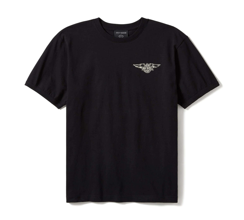 HARLEY-DAVIDSON MENS WILLIE G SKETCHY BAR & SHIELD RINGER TEE