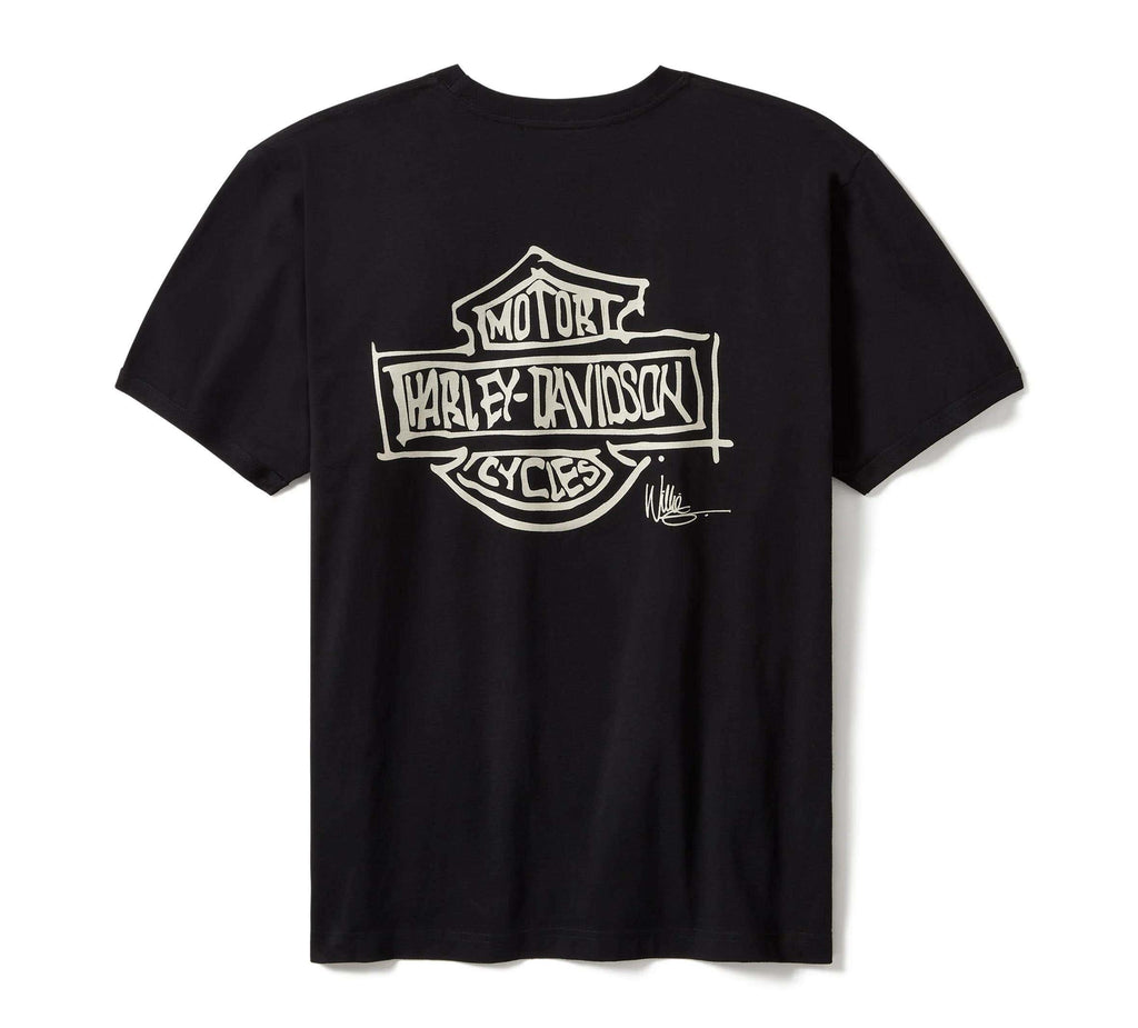 HARLEY-DAVIDSON MENS WILLIE G SKETCHY BAR & SHIELD RINGER TEE