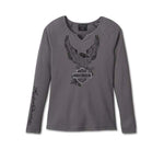 HARLEY-DAVIDSON WOMENS FLYING EAGLE LONG SLEEVE THERMAL KNIT TOP