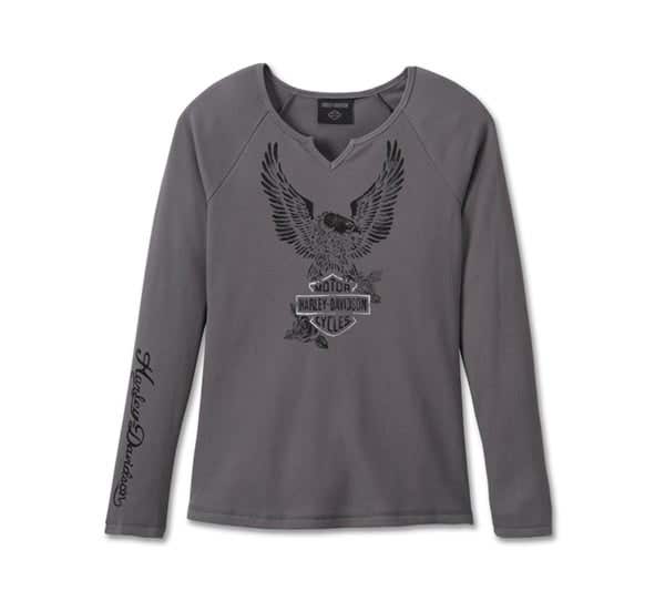 HARLEY-DAVIDSON WOMENS FLYING EAGLE LONG SLEEVE THERMAL KNIT TOP