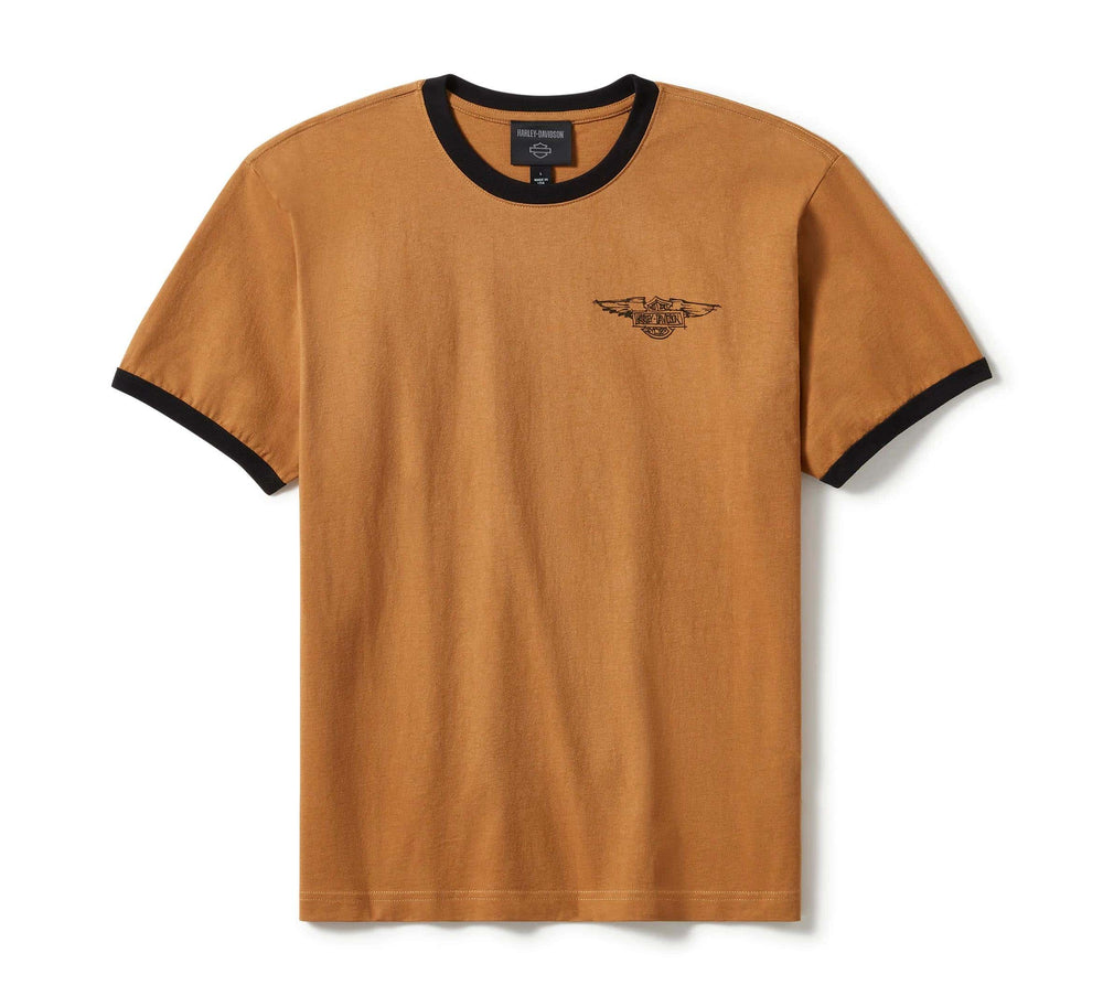 HARLEY-DAVIDSON MENS WILLIE G SKETCHY BAR & SHIELD RINGER TEE