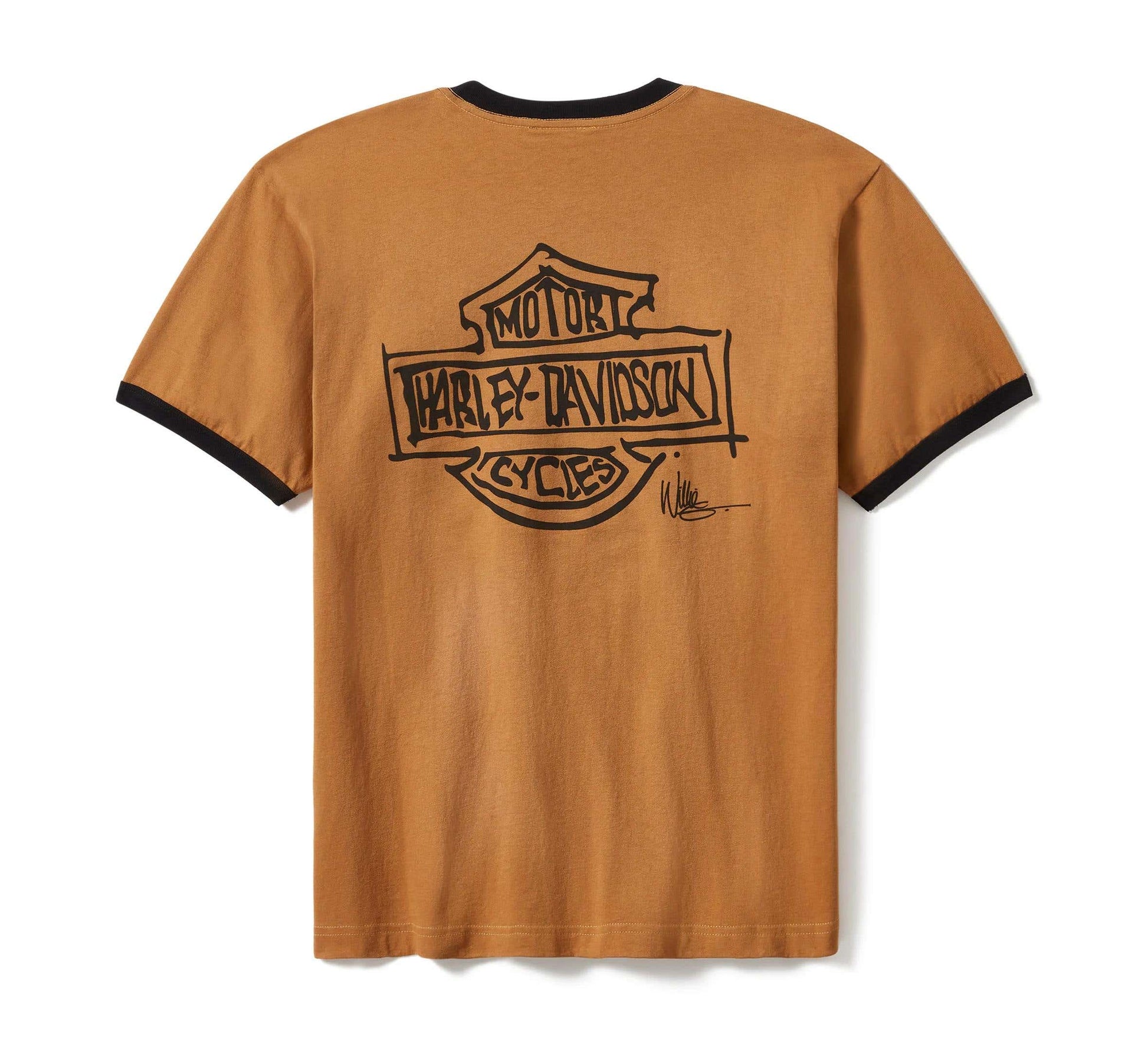 HARLEY-DAVIDSON MENS WILLIE G SKETCHY BAR & SHIELD RINGER TEE