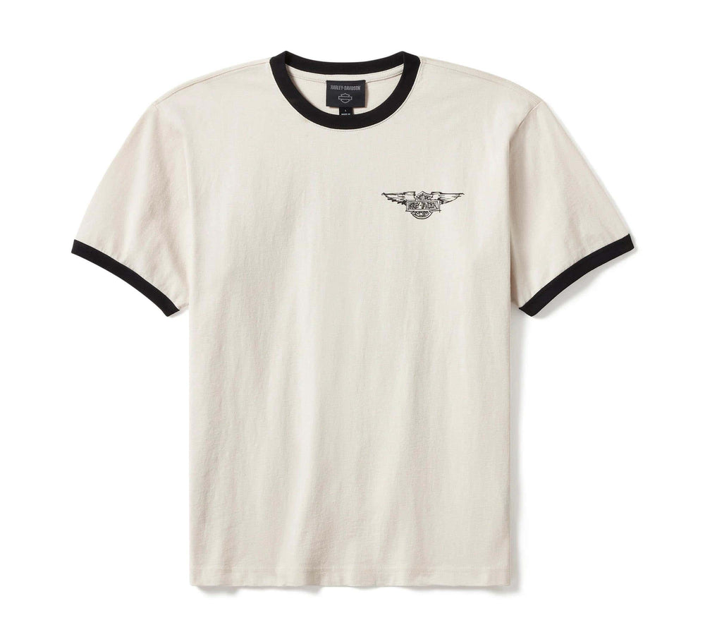 HARLEY-DAVIDSON MENS WILLIE G SKETCHY BAR & SHIELD RINGER TEE