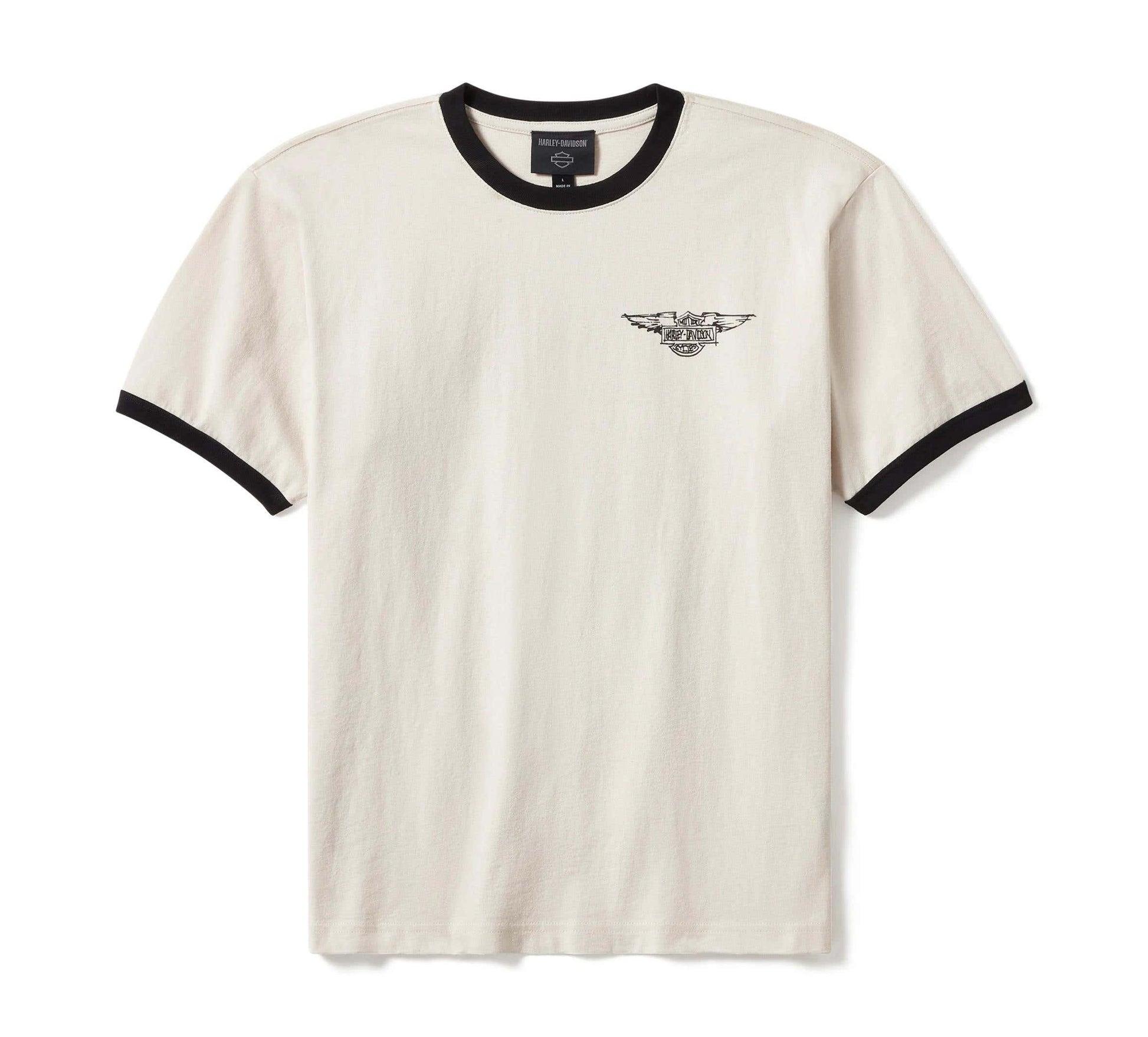 HARLEY-DAVIDSON MENS WILLIE G SKETCHY BAR & SHIELD RINGER TEE