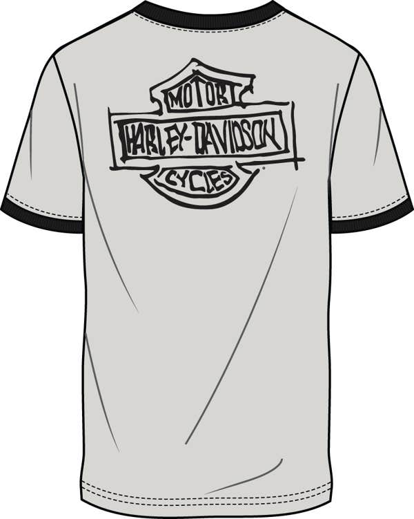 HARLEY-DAVIDSON MENS WILLIE G SKETCHY BAR & SHIELD RINGER TEE