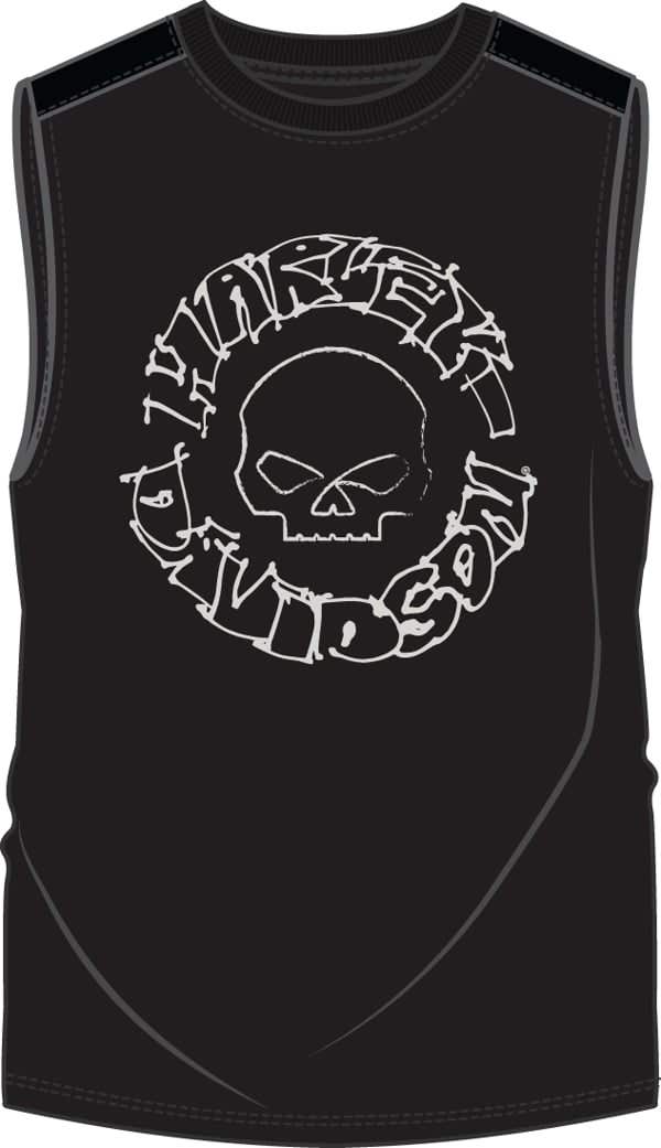 HARLEY-DAVIDSON MENS WILLIE G SKETCHY SKULL MUSCLE TEE