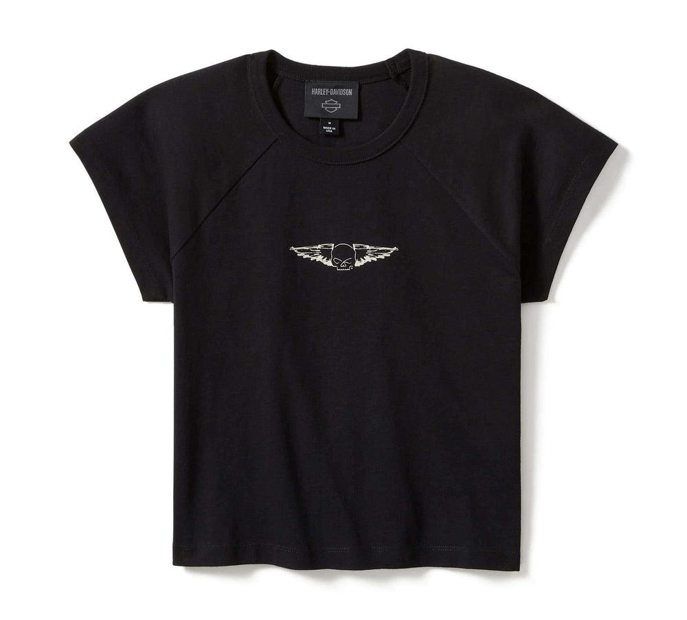 HARLEY-DAVIDSON WOMENS WILLIE G SILVER WINGS BABY DOLL TEE