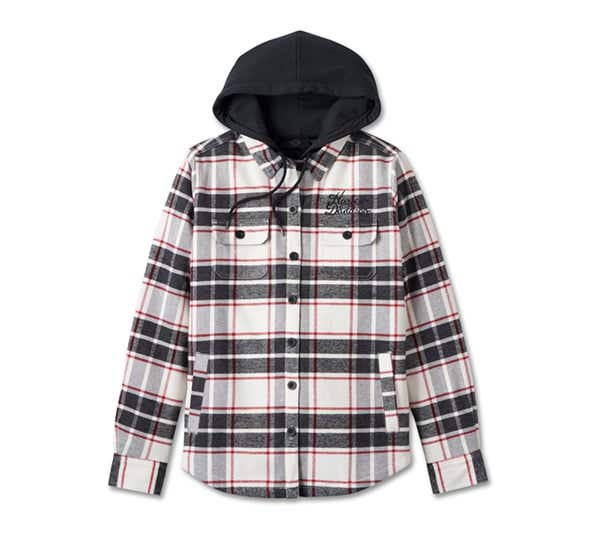 HARLEY-DAVIDSON WOMENS ESSENTIAL SHIRT JACKET WITH REMOVABLE HOOD