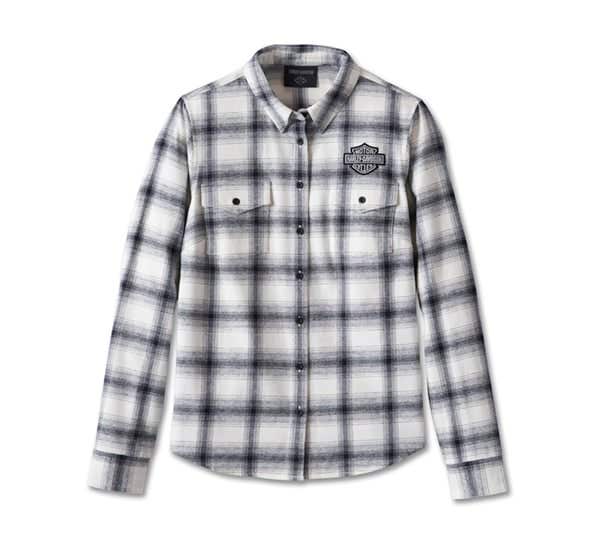 HARLEY-DAVIDSON WOMENS OLD AMERICAN RETRO LONG SLEEVE FLANNEL SHIRT