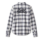 HARLEY-DAVIDSON WOMENS OLD AMERICAN RETRO LONG SLEEVE FLANNEL SHIRT