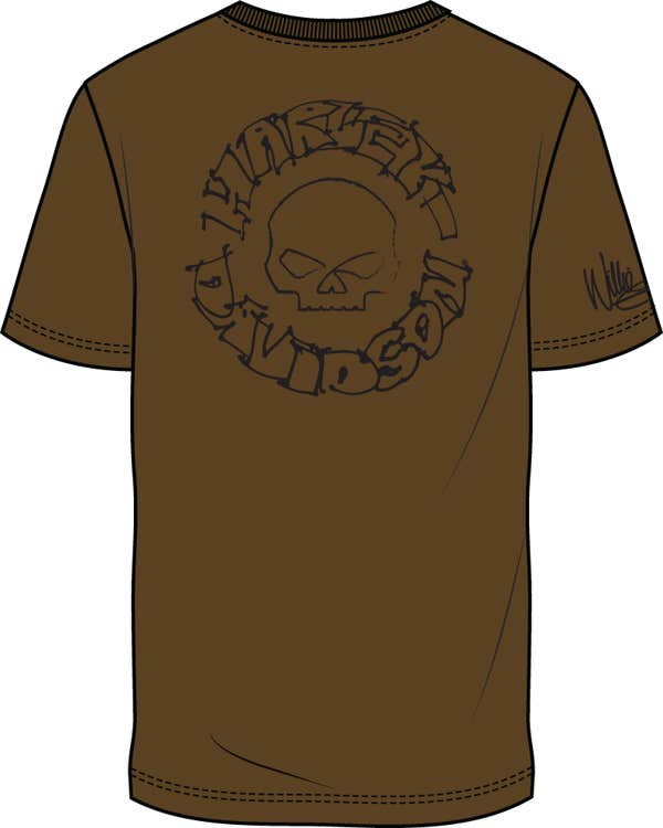 HARLEY-DAVIDSON MENS WILLIE G SKETCHY SKULL SHORT SLEEVE TEE