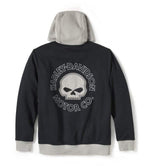 HARLEY-DAVIDSON MENS WILLIE G SKULL COLORBLOCK ZIP FRONT HOODIE
