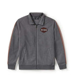 HARLEY-DAVIDSON MENS ESSENTIAL FLEECE ZIP FRONT TRACK JACKET