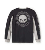 HARLEY-DAVIDSON MENS WILLIE G  SKULL COLORBLOCK LONG SLEEVE TEE