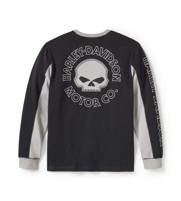 HARLEY-DAVIDSON MENS WILLIE G  SKULL COLORBLOCK LONG SLEEVE TEE