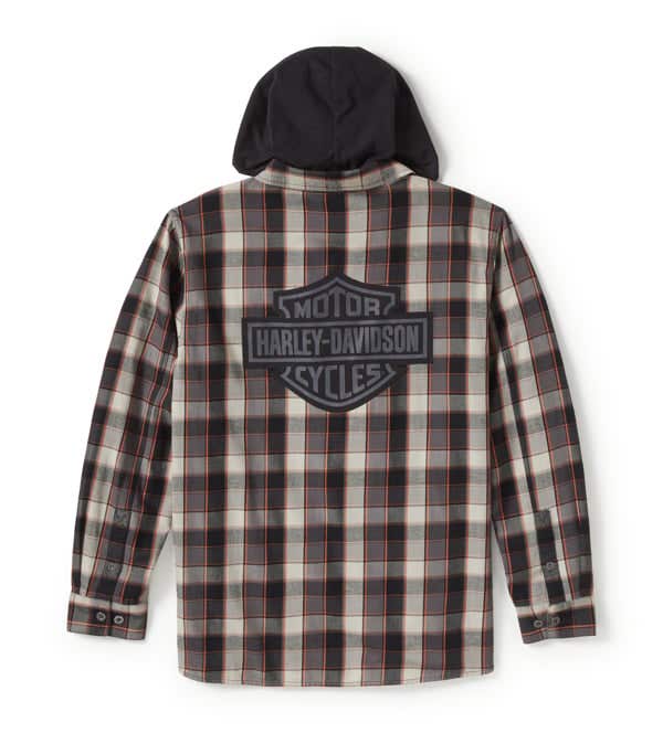 HARLEY-DAVIDSON MENS METAL BOUND LONG SLEEVE HOODED SHIRT