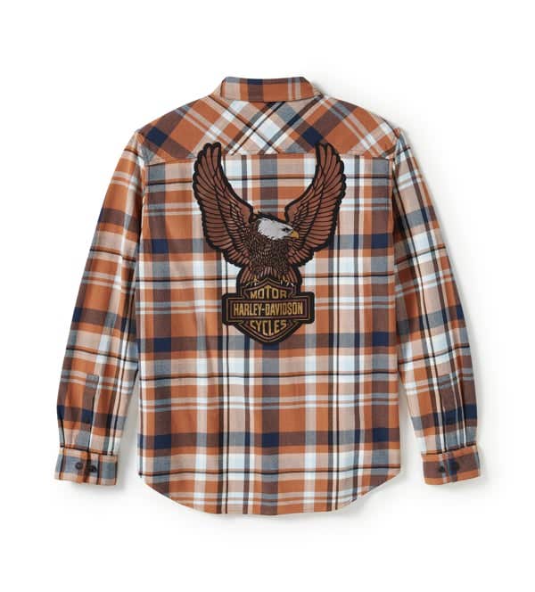 HARLEY-DAVIDSON MENS EAGLE PLAID LONG SLEEVE SHIRT