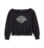 HARLEY-DAVIDSON WOMENS CHROME EVO OFF THE SHOULDER CREW