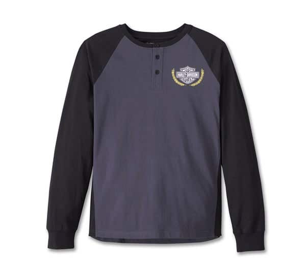 HARLEY-DAVIDSON MENS TROPHY BAR & SHIELD LONG SLEEVE HENLEY