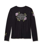 HARLEY-DAVIDSON WOMENS ROSE & THORN BLING LONG SLEEVE TOP