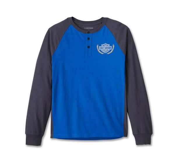 HARLEY-DAVIDSON MENS TROPHY BAR & SHIELD LONG SLEEVE HENLEY