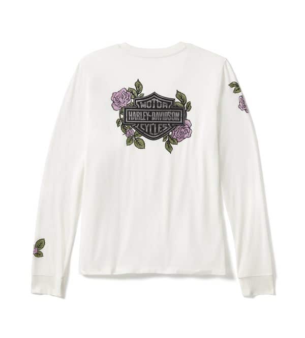 HARLEY-DAVIDSON WOMENS ROSE & THORN BLING LONG SLEEVE TOP