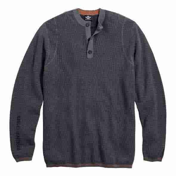 HARLEY-DAVIDSON MENS HENLEY CASHMERE BLEND SWEATER