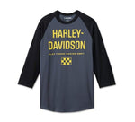 HARLEY-DAVIDSON MENS THROTTLE BACK 3/4 SLEEVE TEE