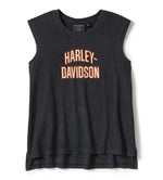 HARLEY-DAVIDSON WOMENS ESSENTIAL ARCHED FONT CAP SLEEVE TANK