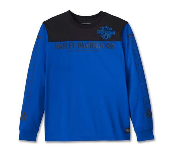 HARLEY-DAVIDSON MENS BLUE BLAZES LONG SLEEVE RACING JERSEY