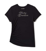 HARLEY-DAVIDSON WOMENS ESSENTIAL BLING RUCHED SHORT SLEEVE TOP
