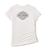 HARLEY-DAVIDSON WOMENS ESSENTIAL BLING RUCHED SHORT SLEEVE TOP