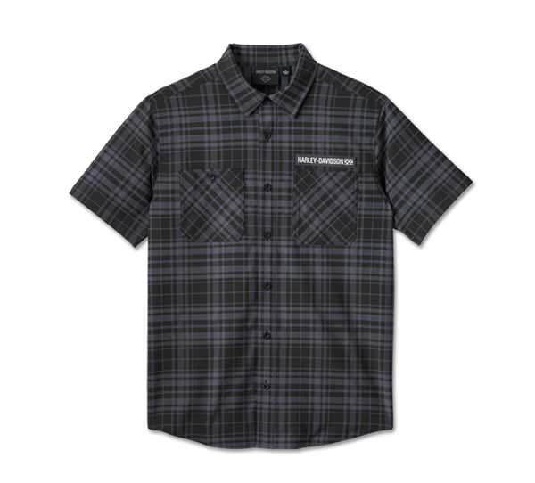 HARLEY-DAVIDSON MENS ENDURO SHORT SLEEVE PERFORMANCE PLAID SHIRT
