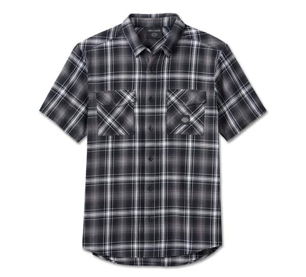 HARLEY-DAVIDSON MENS BACKING IT IN SHORT SLEEVE PLAID SHIRT