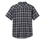 HARLEY-DAVIDSON MENS BACKING IT IN SHORT SLEEVE PLAID SHIRT