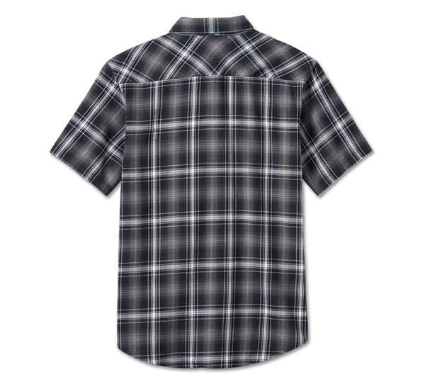HARLEY-DAVIDSON MENS BACKING IT IN SHORT SLEEVE PLAID SHIRT