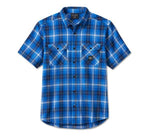 HARLEY-DAVIDSON MENS BACKING IT IN SHORT SLEEVE PLAID SHIRT