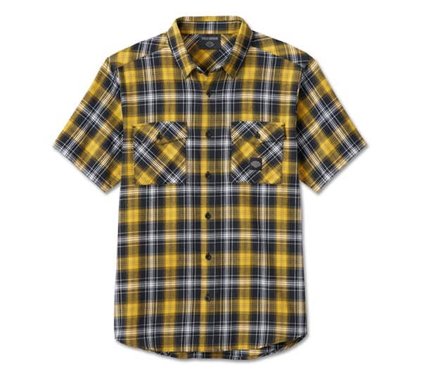 HARLEY-DAVIDSON MENS BACKING IT IN SHORT SLEEVE PLAID SHIRT