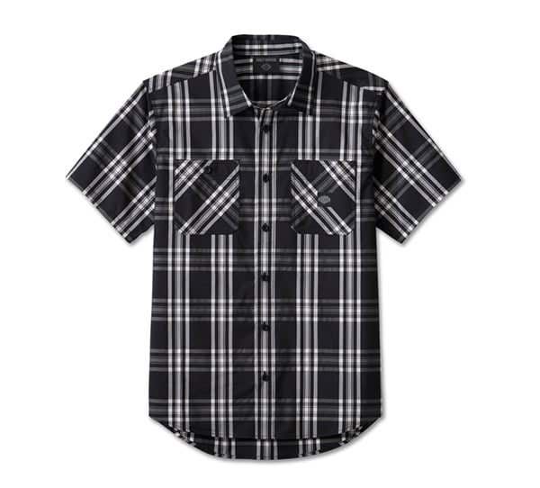 HARLEY-DAVIDSON MENS TROPHY BAR & SHIELD SHORT SLEEVE PLAID SHIRT