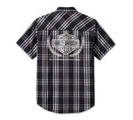 HARLEY-DAVIDSON MENS TROPHY BAR & SHIELD SHORT SLEEVE PLAID SHIRT