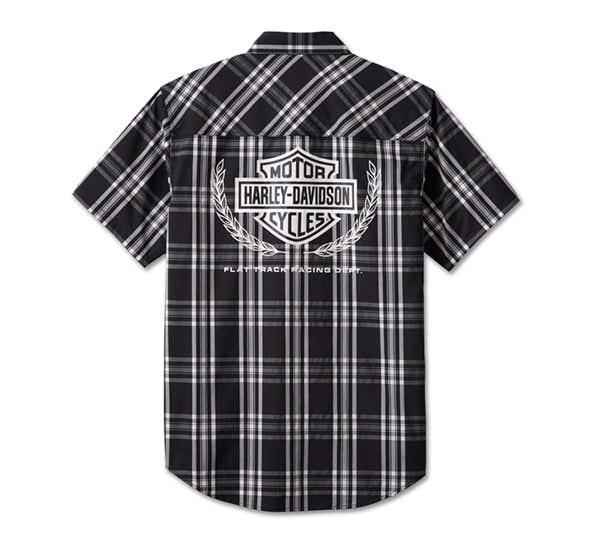 HARLEY-DAVIDSON MENS TROPHY BAR & SHIELD SHORT SLEEVE PLAID SHIRT