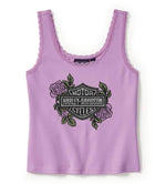 HARLEY-DAVIDSON WOMENS ROSE & THORN BLING LACE TRIM TANK