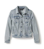 HARLEY-DAVIDSON WOMENS ROSE & THORN BLING DENIM JACKET