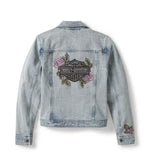 HARLEY-DAVIDSON WOMENS ROSE & THORN BLING DENIM JACKET