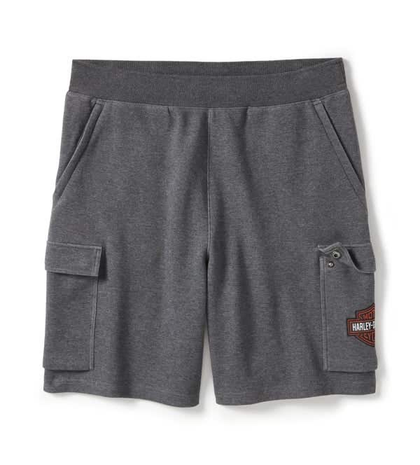 HARLEY-DAVIDSON MENS ESSENTIAL FLEECE CARGO SHORT