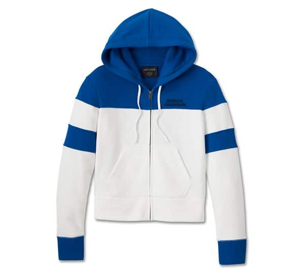 HARLEY-DAVIDSON WOMENS BLUE BLAZES CROPPED HOODIE